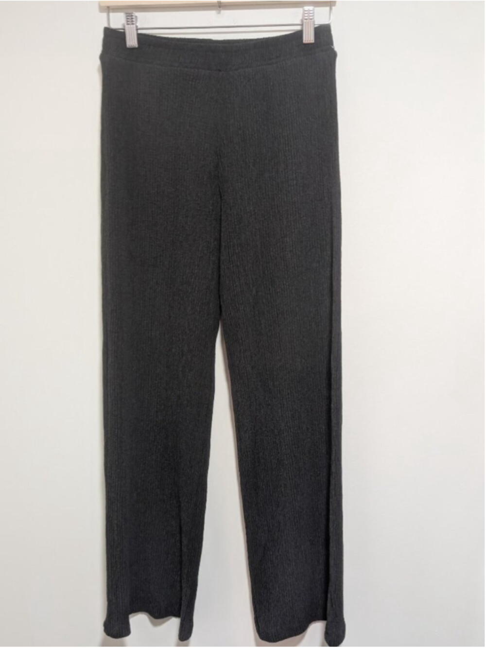 Zara | Textured Wide Leg Elastic Waist Pants In Black